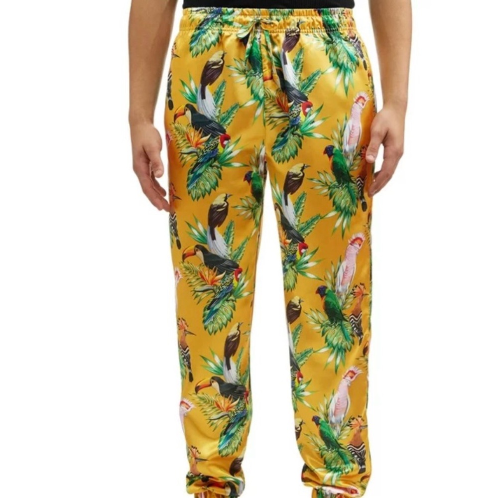 Men's Bird Of Paradise Tropical Toucan Parrot Birds Pajama Lounge Pants Size Sm